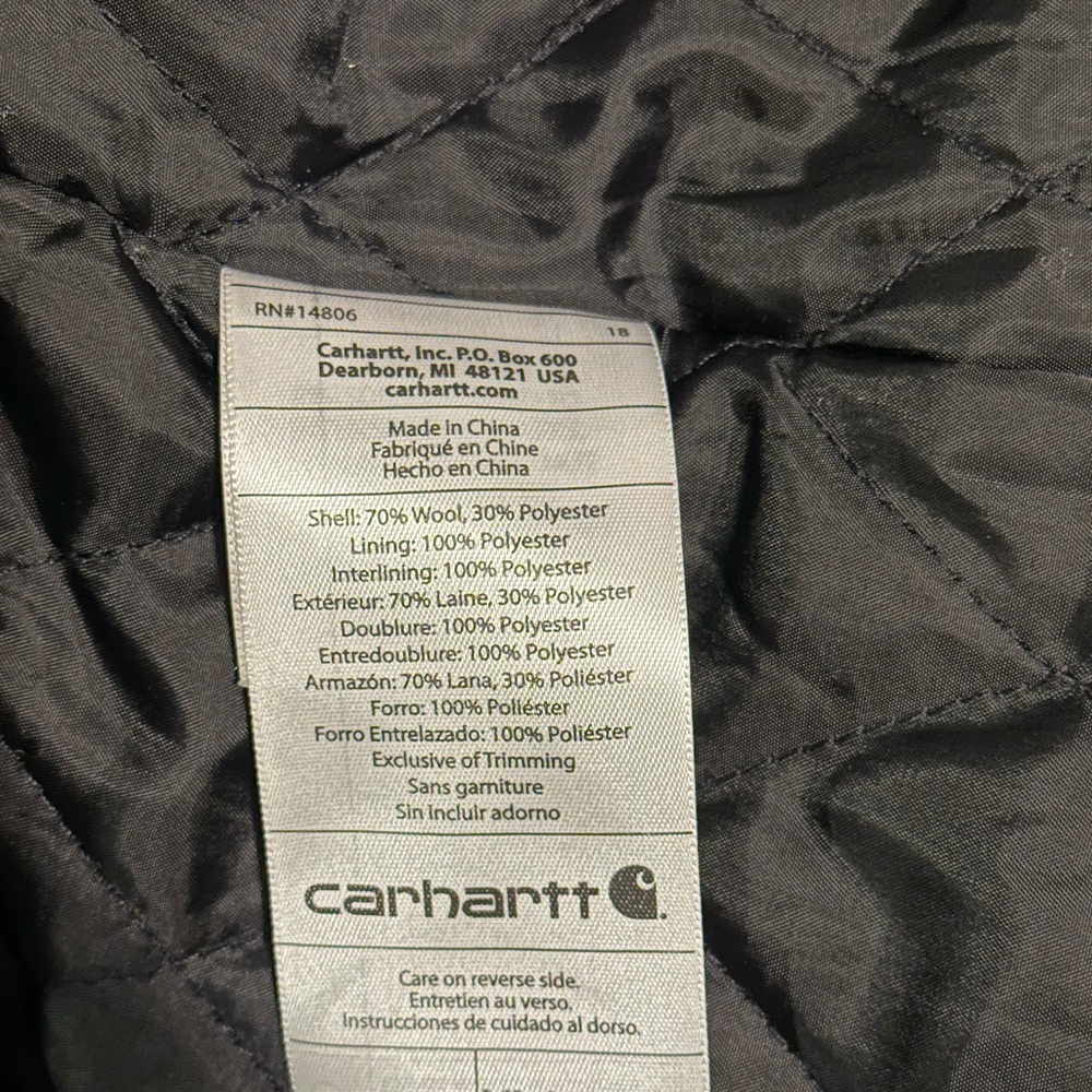 Carhartt Wool Blend Quilted Jacket Fur trim hood for Women Size XL - Picture 9 of 11